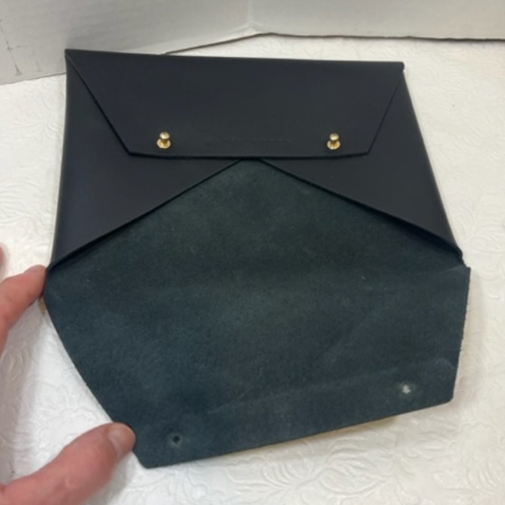 Tribe Alive Leather Envelope Black Clutch Wallet Pouch 8.5x6"